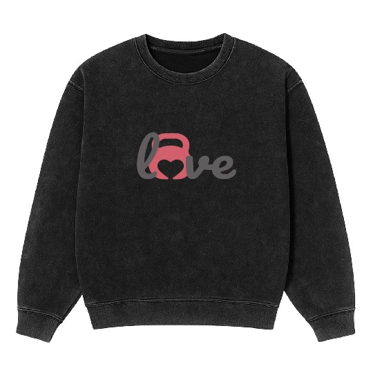 Love Kettlebell Fitness Dumbbell Mineral Wash Sweatshirts