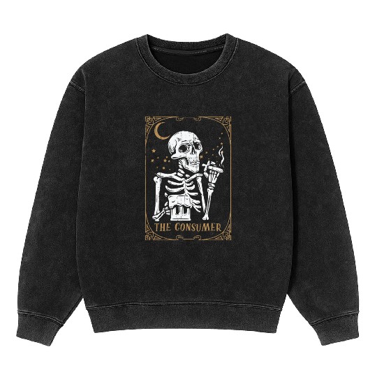 Alcohol Tarot Card Occult Club Gothic Consumer Mineral Wash Sweatshirts
