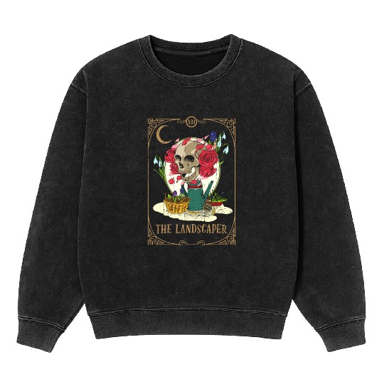 Landscaper Plants Tarot Card Occult Club Gothic Mineral Wash Sweatshirts