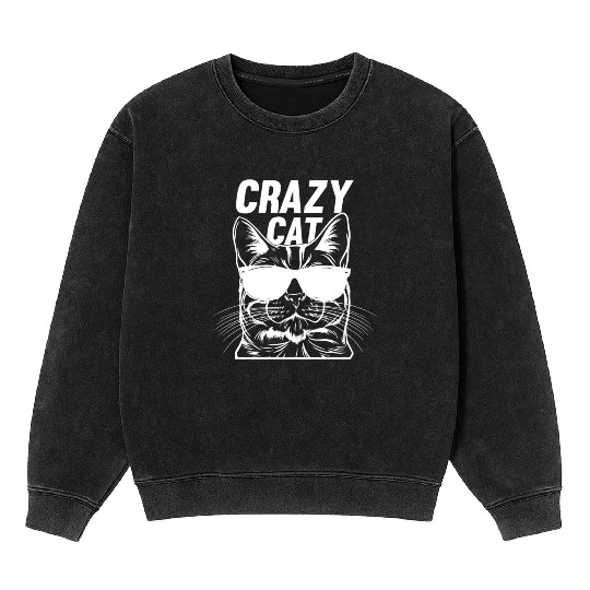 Cat Owner Cat Lover Funny Cat Meme I Crazy Cat Mineral Wash Sweatshirts