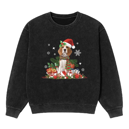 Christmas Beagle Dog Cute Mineral Wash Sweatshirts
