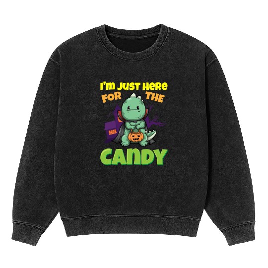 I'm Just Here For The Candy Scary Halloween Beast Mineral Wash Sweatshirts