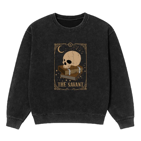 Book Savant Tarot Card Occult Club Gothic Mineral Wash Sweatshirts