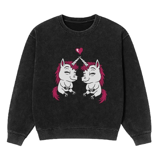 Best unicorn girlfriend love Mineral Wash Sweatshirts