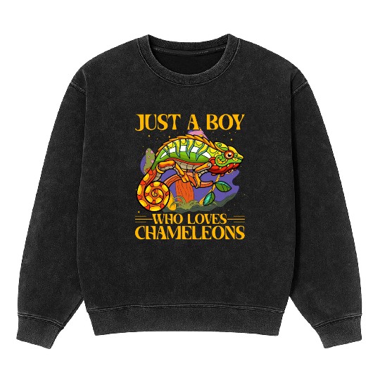 Just a Boy who loves Chameleons Mineral Wash Sweatshirts