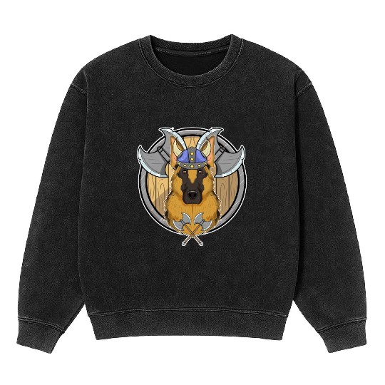 German Shepherd I Valhalla I Viking Mineral Wash Sweatshirts
