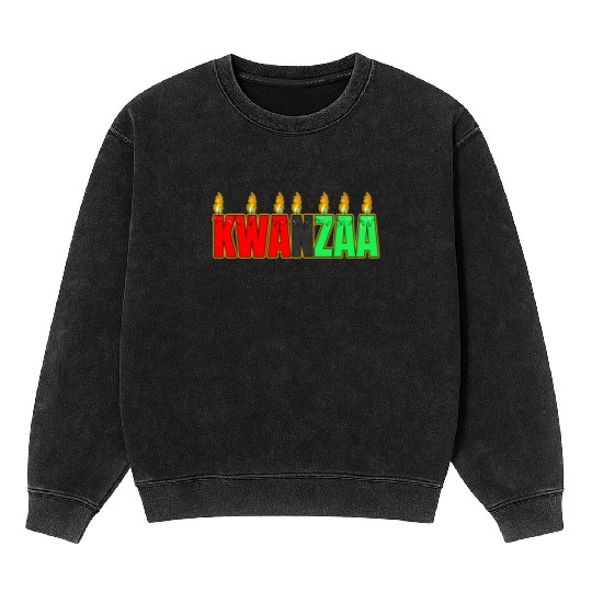 Afro American Candle Kinara Kwanzaa Mineral Wash Sweatshirts