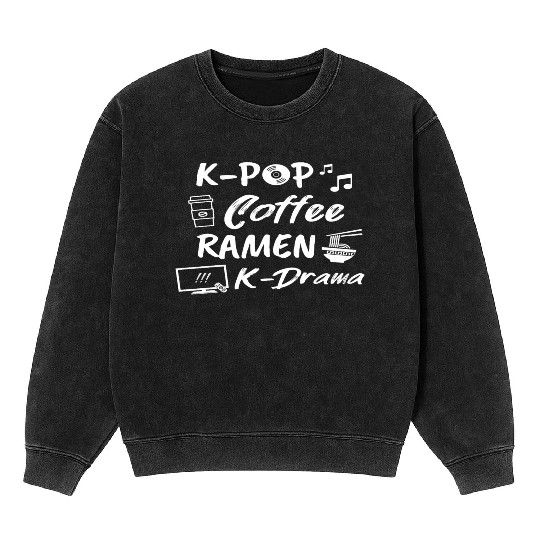 Korea Inspired K-Pop Coffee Ramen K-Drama Love Mineral Wash Sweatshirts