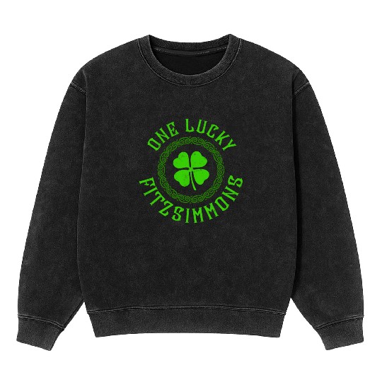 One Lucky Fitzsimmons Irish Family 4 Leaf Clover Mineral Wash Sweatshirts