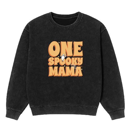 One Spooky Mama Ghost-themed Halloween Costume Mineral Wash Sweatshirts
