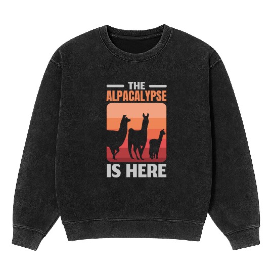 The Alpacalypse Is Here Llama Alpaca Whisperer Mineral Wash Sweatshirts