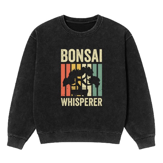 Bonsai Whisperer Retro Vintage Tree Planting Gift Mineral Wash Sweatshirts