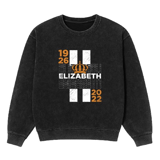 United Kingdom Monarch Her Majesty Queen Elizabeth Mineral Wash Sweatshirts