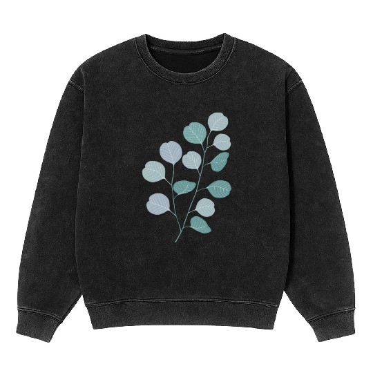 Eucalyptus evergreen design - natural plant leaves Mineral Wash Sweatshirts