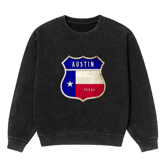 Austin Texas crest flags design Mineral Wash Sweatshirts