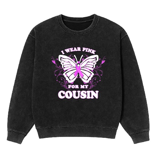 Breast Cancer Awareness Wear Pink Ribbon Cousin Mineral Wash Sweatshirts