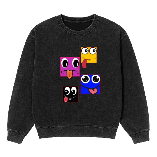 colorful square cartoon design Mineral Wash Sweatshirts