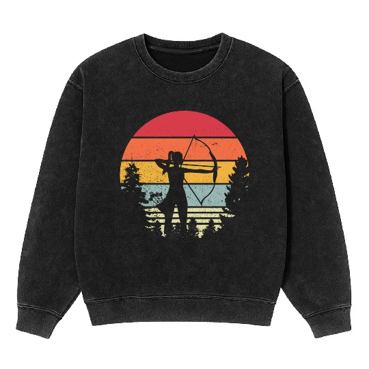 Archery Lady Bows And Arrows Hunting Sports Mineral Wash Sweatshirts