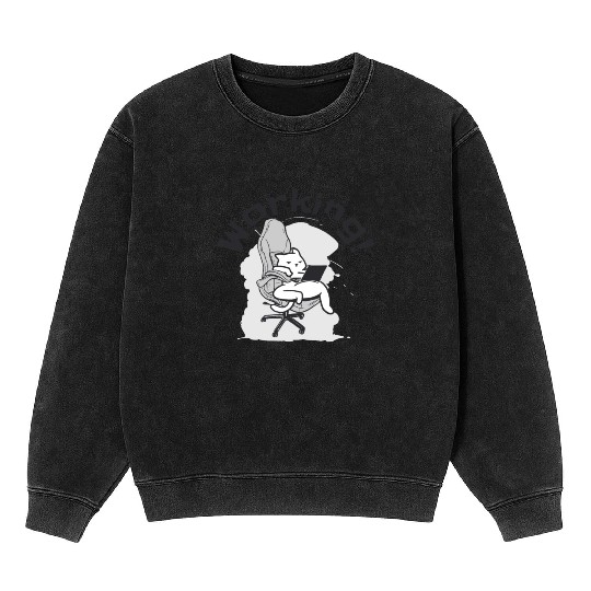 Working Cat Busy Cat Owner Professional Worker Mineral Wash Sweatshirts