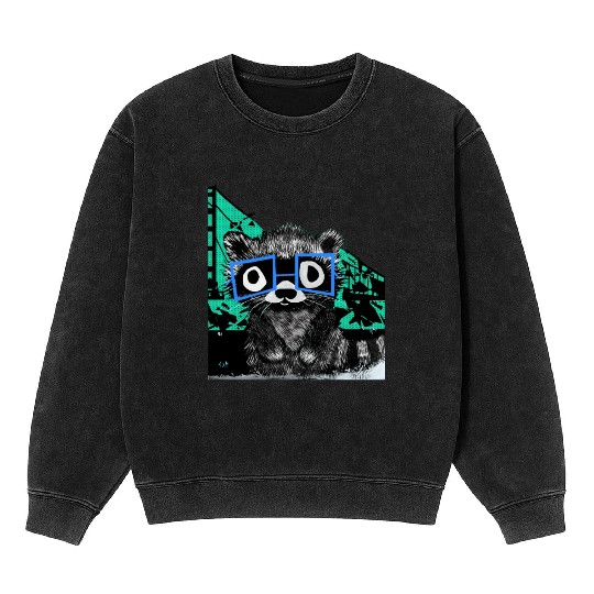 Raccoon #3 Mary Jane Bookworm Mineral Wash Sweatshirts