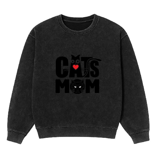 Cat Mom Mineral Wash Sweatshirts