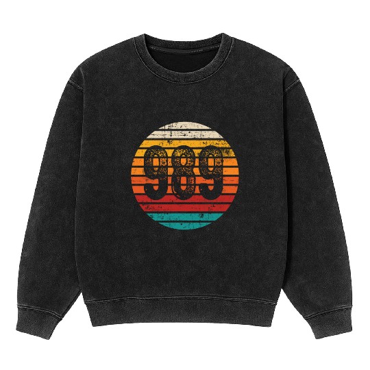 Distressed Vintage Sunset 989 Area Code Mineral Wash Sweatshirts