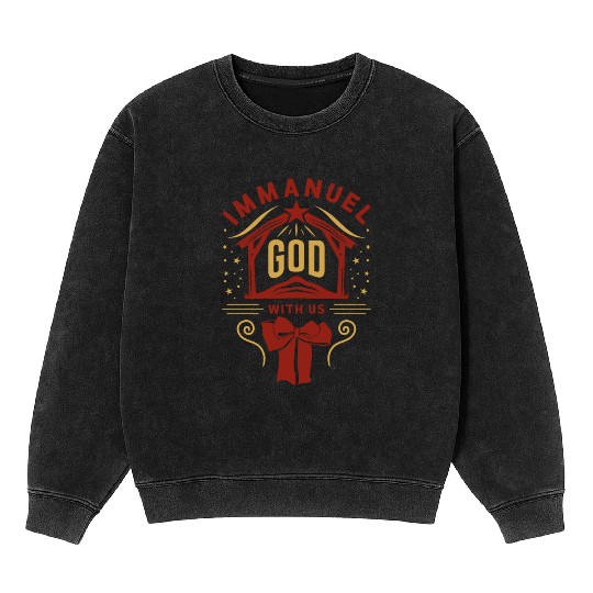 Immanuel God With Us Christmas Holiday Xmas Mineral Wash Sweatshirts