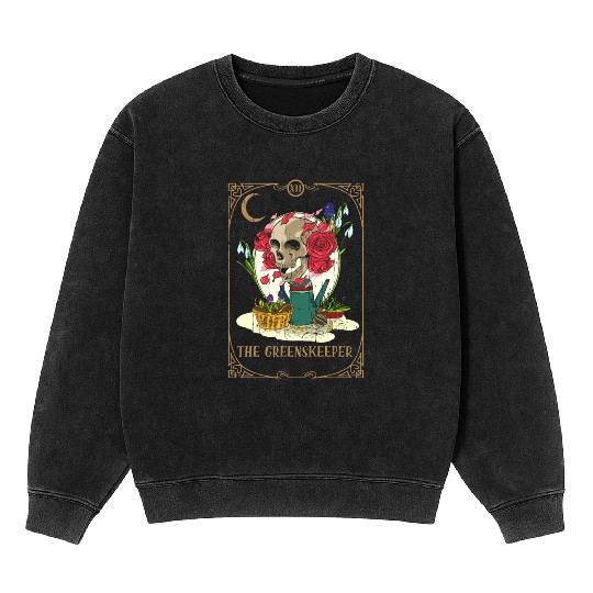 Keeper Plants Tarot Card Occult Club Gothic Mineral Wash Sweatshirts