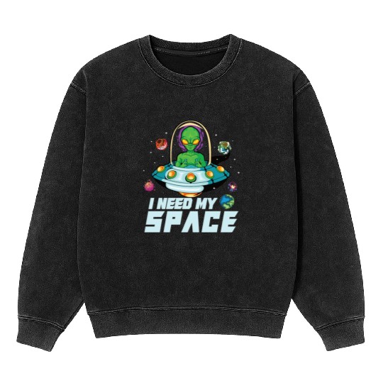 Alien Extraterrestrial Area 51 UFO Space Geek Gift Mineral Wash Sweatshirts