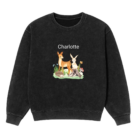 Animal deer rabbit hedgehog Charlotte Mineral Wash Sweatshirts