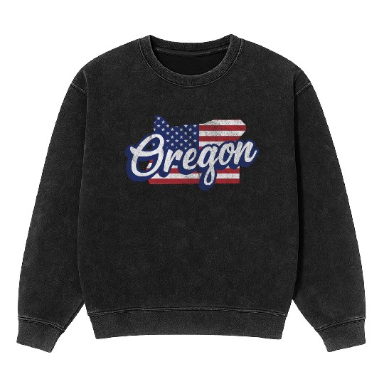 US Flag Oregon Map Design for proud Oregonians Mineral Wash Sweatshirts