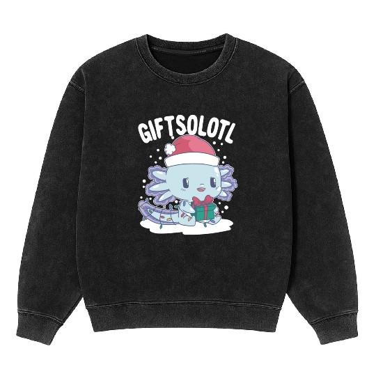 Giftsolotl Axolotl Christmas Axolotl Kids XMas Mineral Wash Sweatshirts