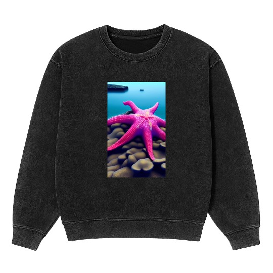 Pink starfish Mineral Wash Sweatshirts