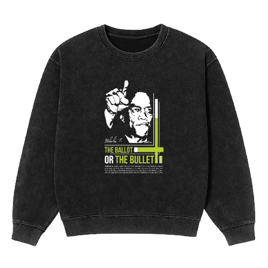MALCOLM X Education Quote Mineral Wash Sweatshirts