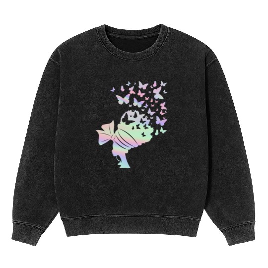 Queen Women Butterfly Lover Pastel Mineral Wash Sweatshirts