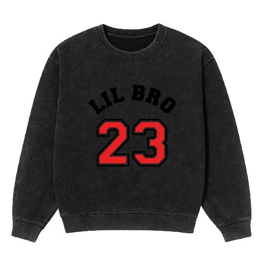 Lil Bro 2023 Little Brother Baby Family Birth Boy Mineral Wash Sweatshirts