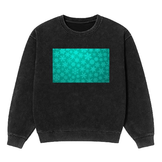 Teal Snowflakes Christmas Pattern Mineral Wash Sweatshirts