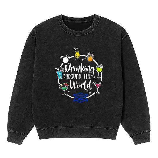 Drinking Around The World Mineral Wash Sweatshirts