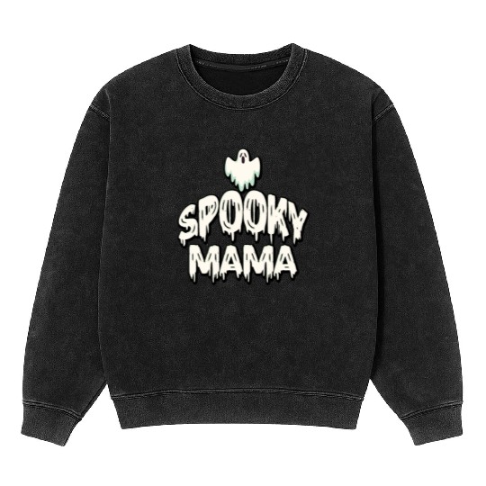 Spooky Mama Halloween Ghost Mom Mineral Wash Sweatshirts