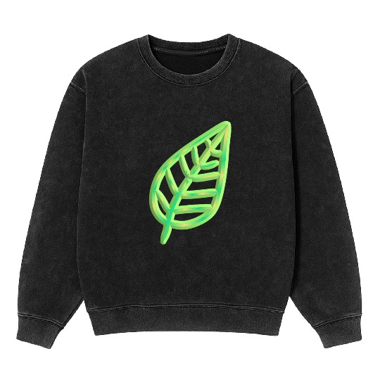 leaf icon nature green thick Mineral Wash Sweatshirts