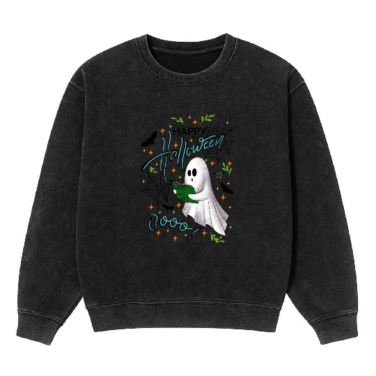 Happy Halloween Ghost Mineral Wash Sweatshirts