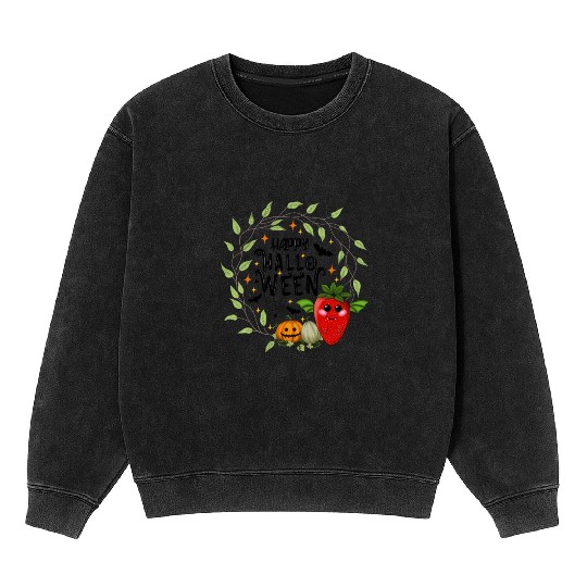 Bat Strawberry - Happy Halloween Mineral Wash Sweatshirts