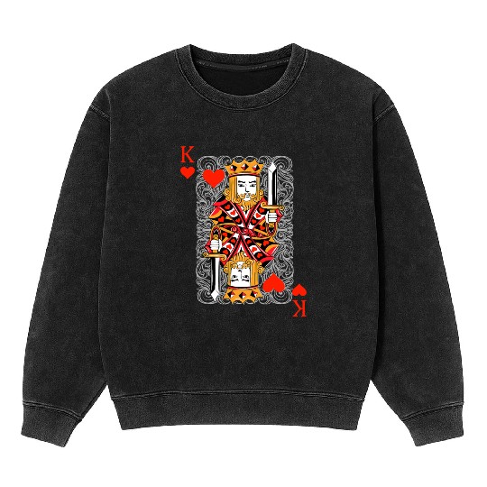 King of Hearts Blackjack Cards Poker 21 K Couple M Mineral Wash Sweatshirts