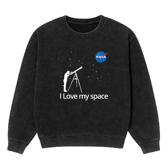 NASA I Love My Space Telescope Galaxy Mineral Wash Sweatshirts