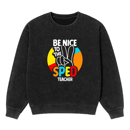 Be Nice To The Sped Teacher Special Education Cute Mineral Wash Sweatshirts