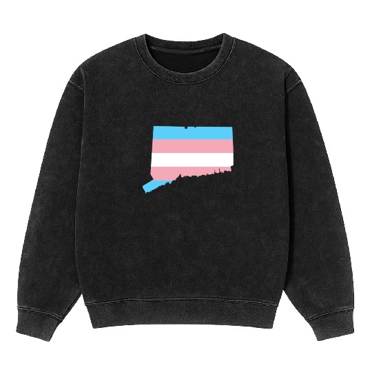 Trans Flag Connecticut LGBT Pride Support Mineral Wash Sweatshirts