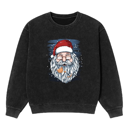 santa and kittens merry christmas Mineral Wash Sweatshirts