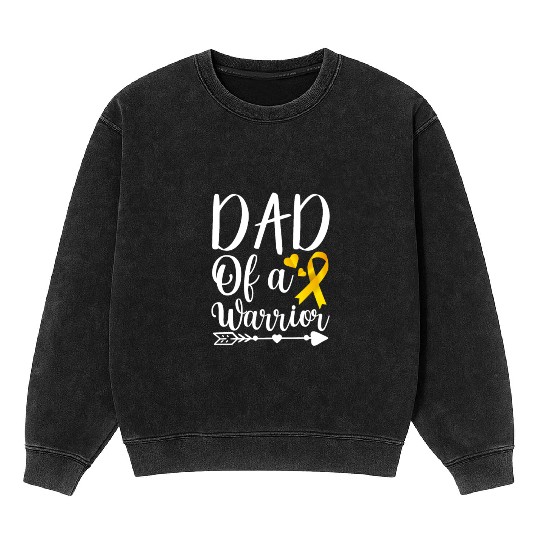 dad Of A Warrior Childhood Cancer Awareness Suppor Mineral Wash Sweatshirts