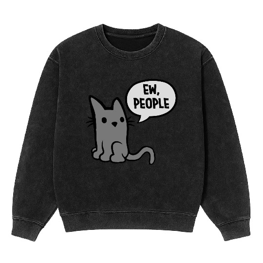 comic cat ew people Mineral Wash Sweatshirts