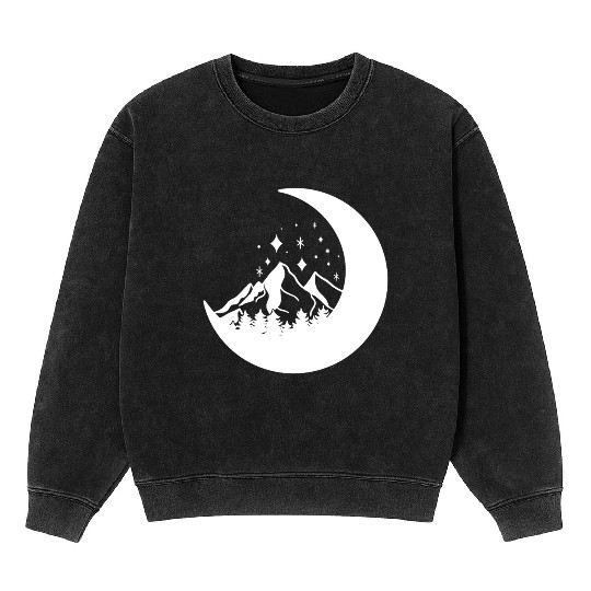 Mountains in the moon Full moon Mineral Wash Sweatshirts